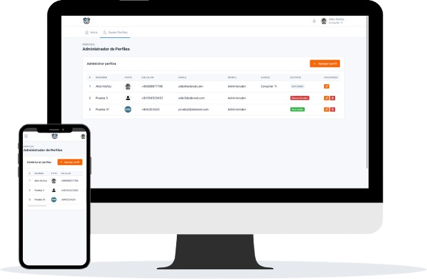 Mockup de software AldoRed